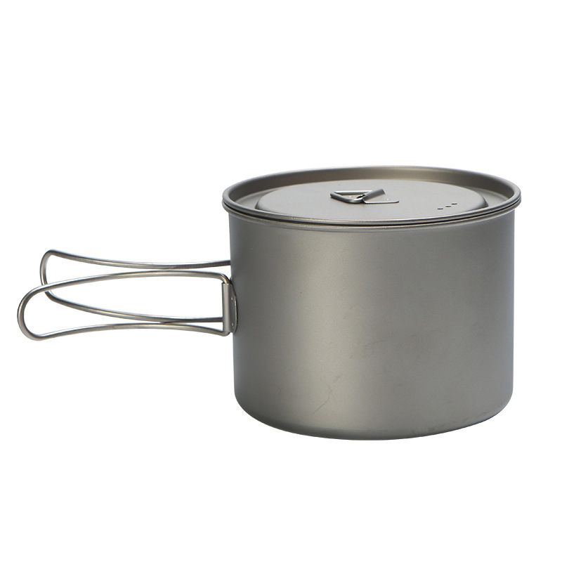 Camping Cooking Utensils Kit - Outdoor Picnic Titanium Cooking Pot 750ml