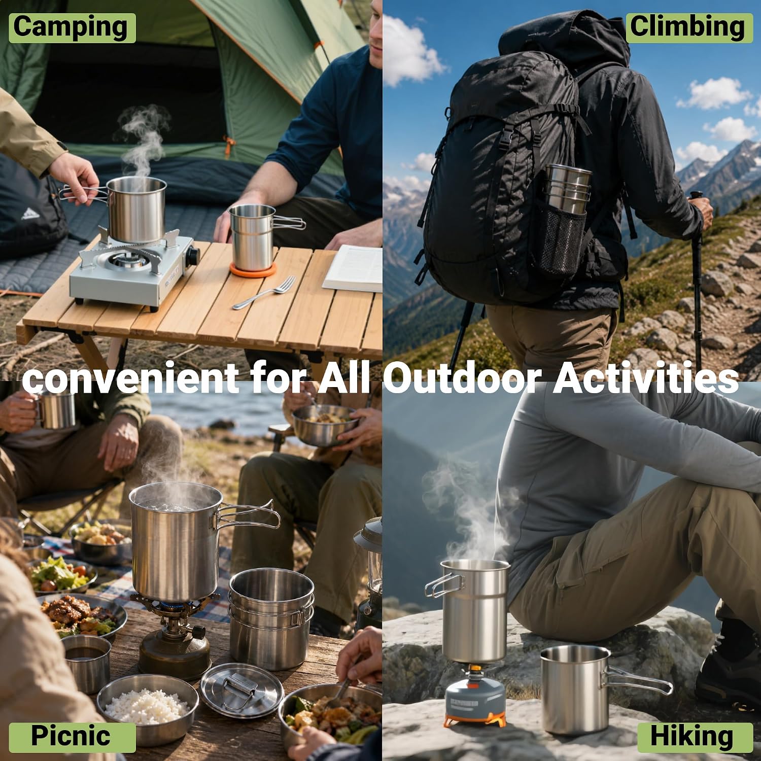 Foldable Camping Cups Mugs Cam - Camping Cooking Utensils Kit 评论和价格