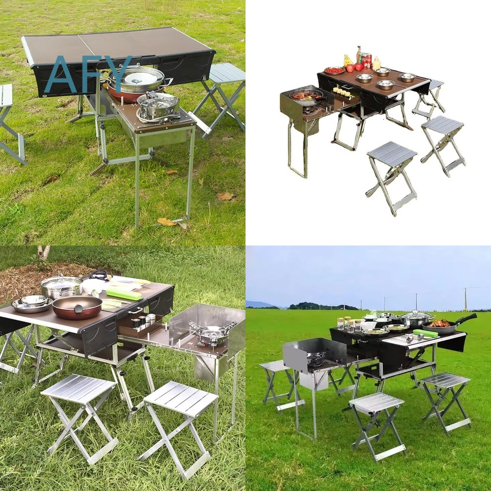 Portable Folding Food Trailer  - Camping Cooking Dining Set 评论和价格