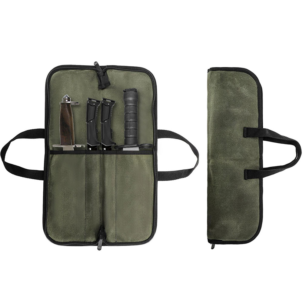 Waxed Canvas Knife Roll Bag Mu - Camping Cooking Bag 评论和价格