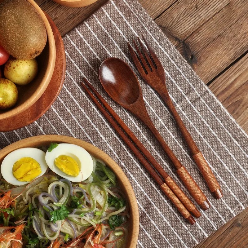 Wooden Dining Set Spoon Chopst - Camping Cooking Dining Set 评论和价格