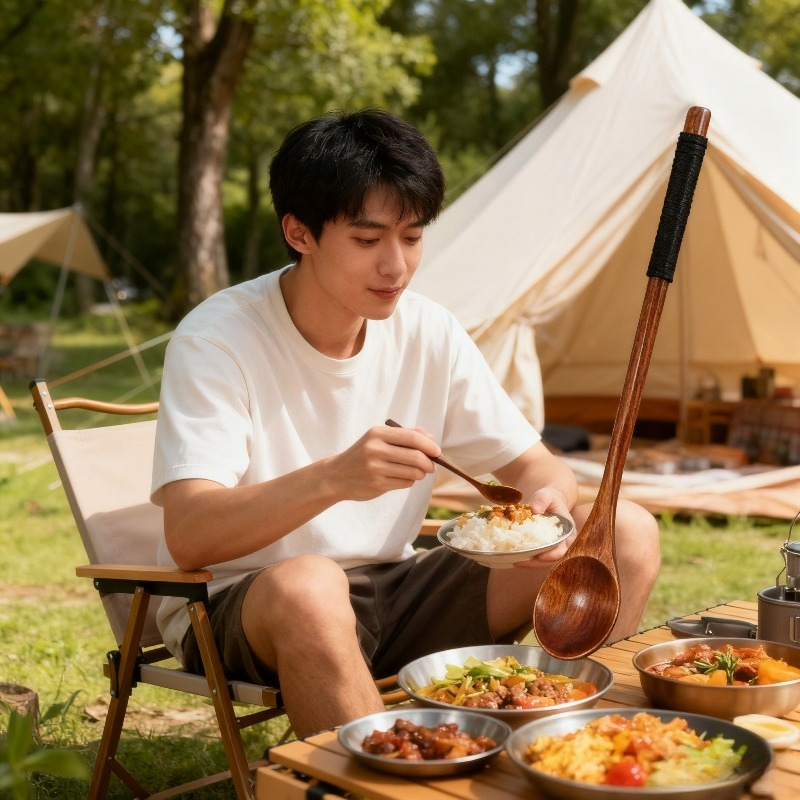 Wooden Dining Set Spoon Chopst - Camping Cooking Dining Set 评论和价格