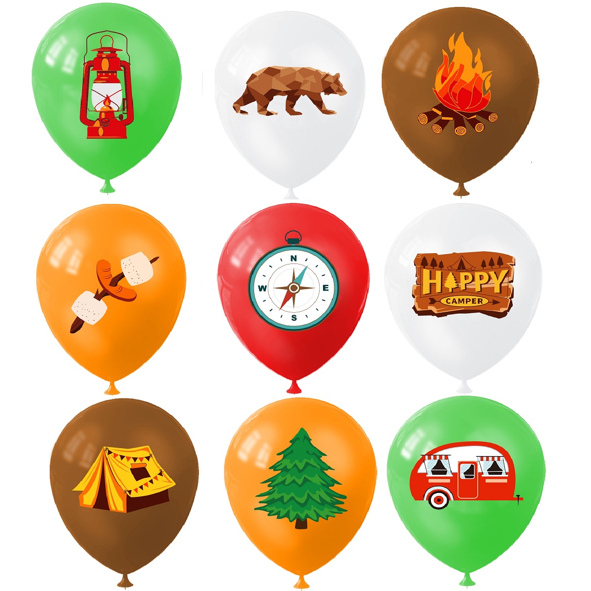9pcs Happy Camping Balloon, Ou - Camping Cooking Utensils Kit 评论和价格