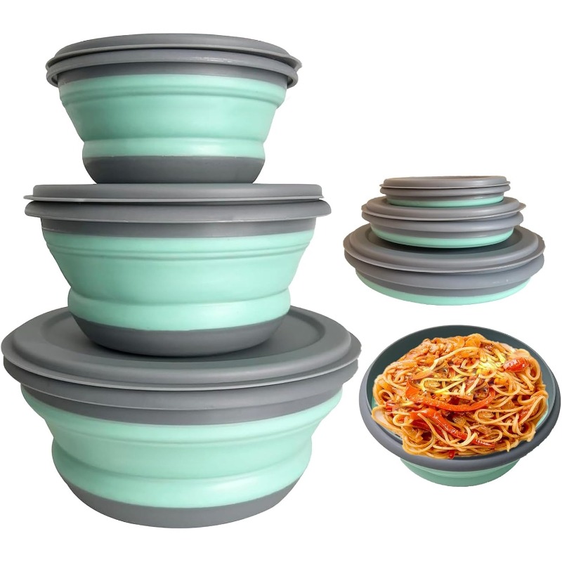 3pcs Silicone Folding Lunch Bo - Camping Cooking Tray 评论和价格