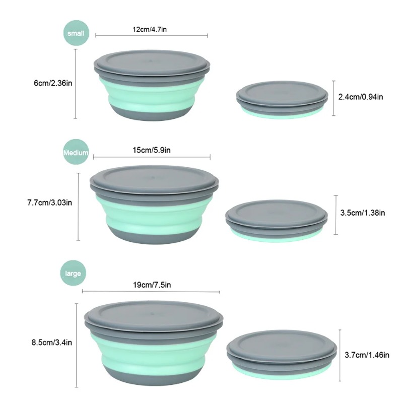 3pcs Silicone Folding Lunch Bo - Camping Cooking Tray 评论和价格