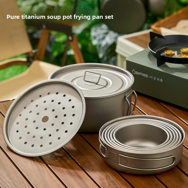 Titanium Outdoor Pot Set Picni - Camping Lightweight Cooking Pot 评论和价格