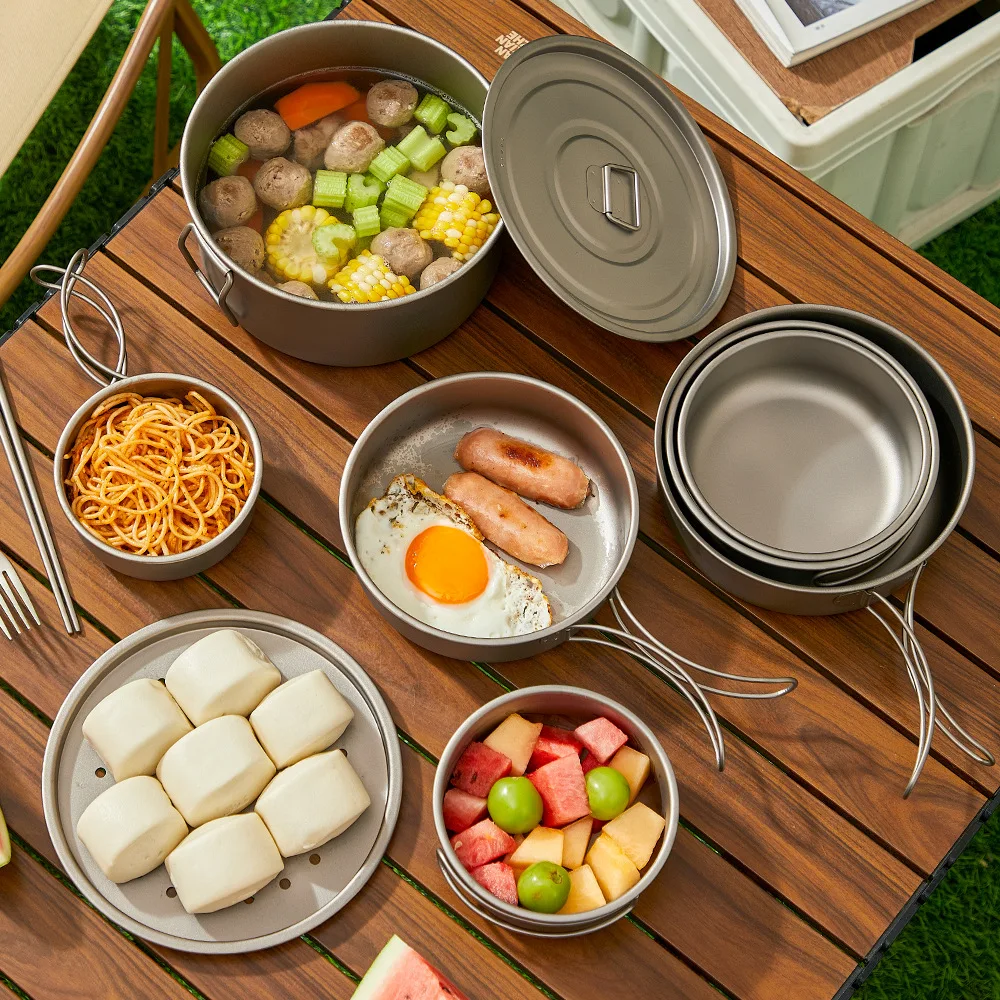 Titanium Outdoor Pot Set Picni - Camping Lightweight Cooking Pot 评论和价格