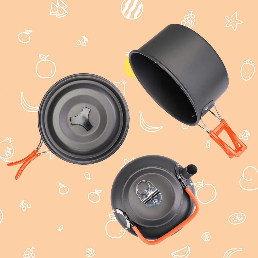 Camping Cookware Kit Kettle Po - Camping Cooking Utensils Kit 评论和价格